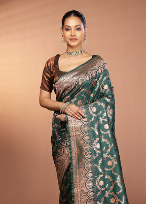 Green Katan Silk Saree With Blouse Piece