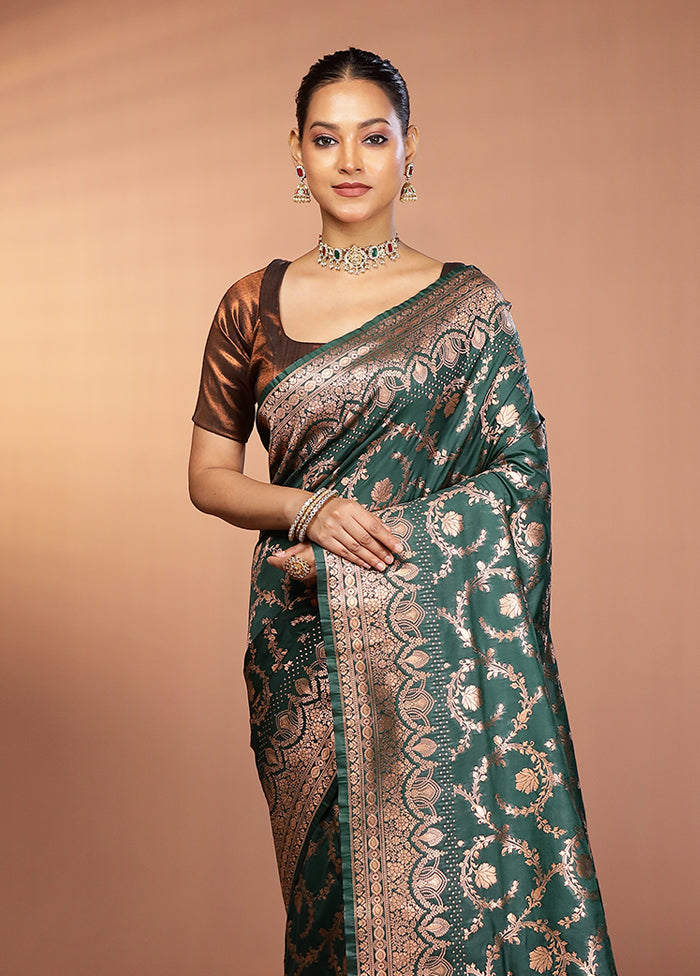 Green Katan Silk Saree With Blouse Piece