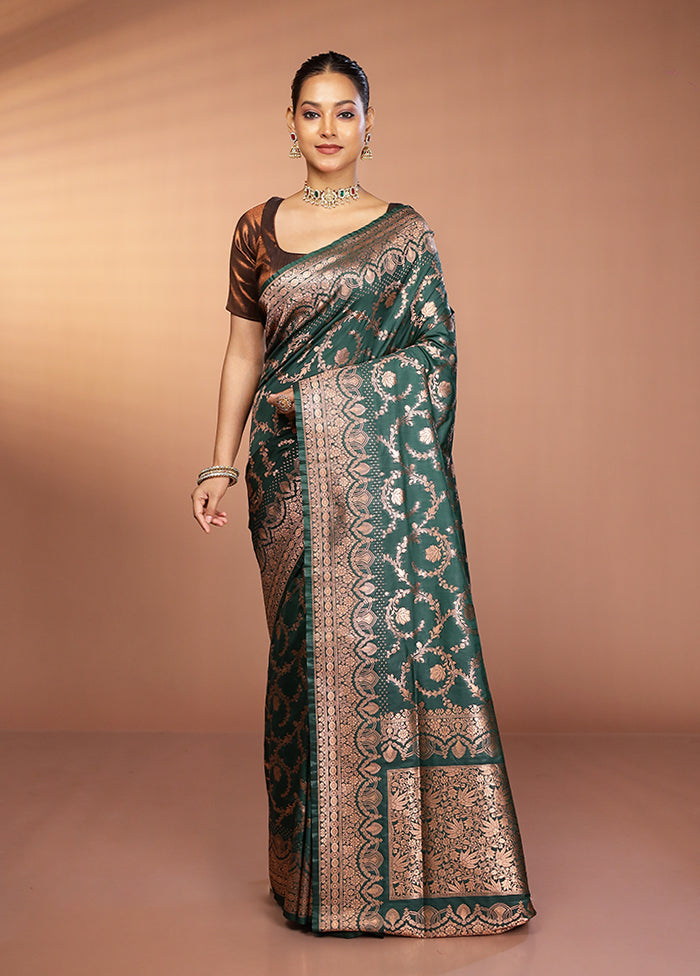 Green Katan Silk Saree With Blouse Piece