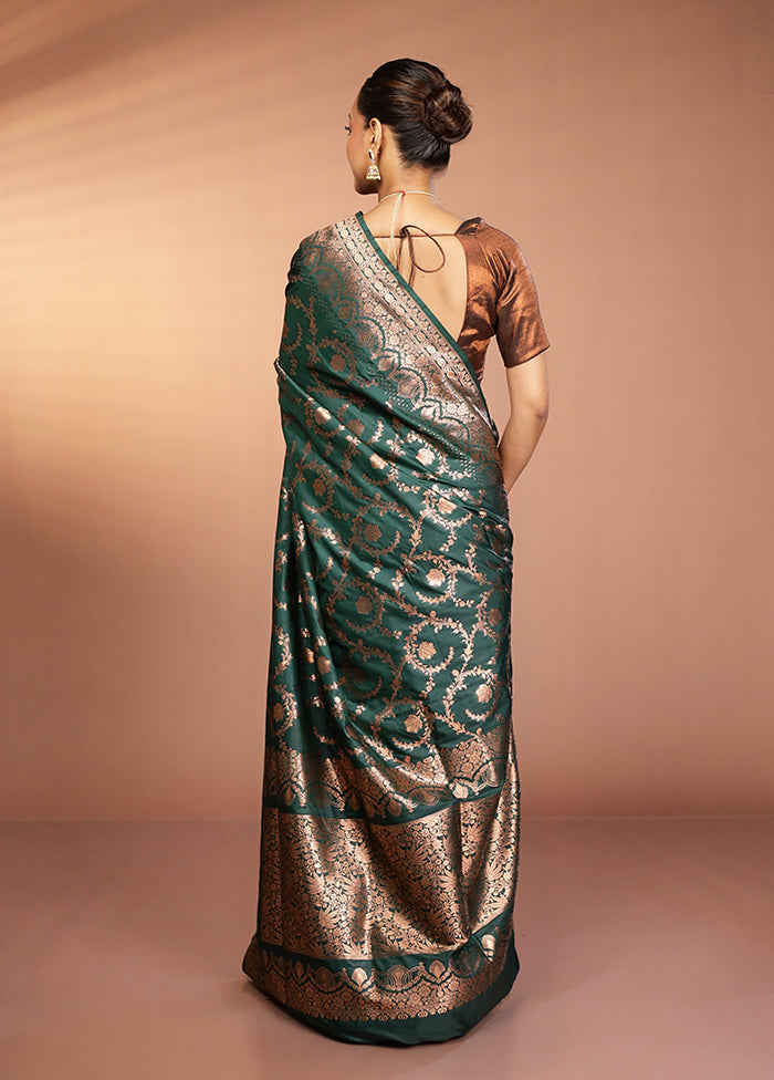Green Katan Silk Saree With Blouse Piece