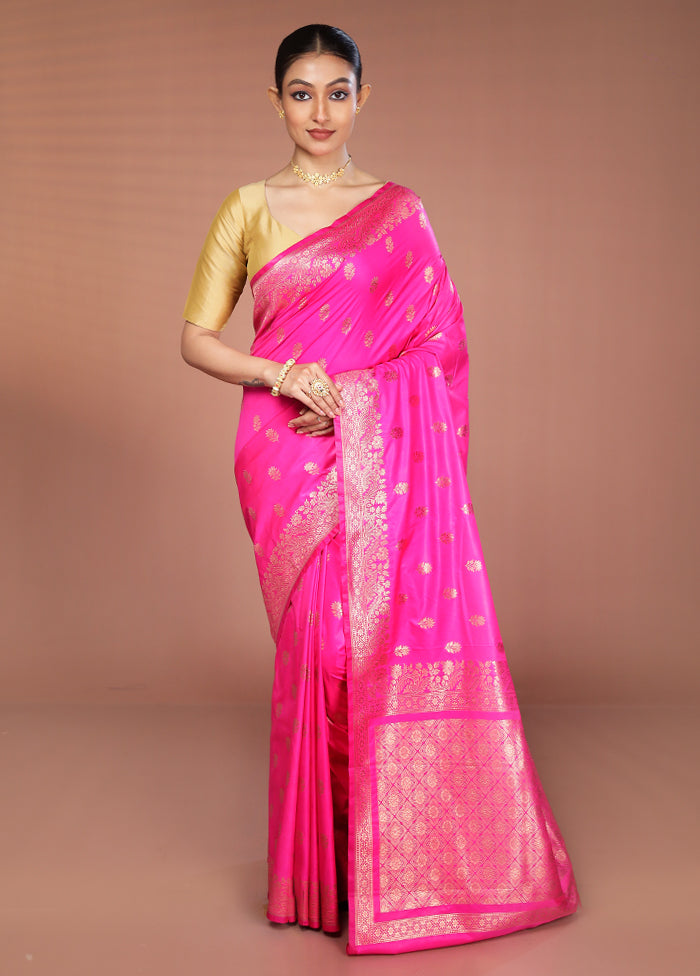 Pink Katan Silk Saree With Blouse Piece