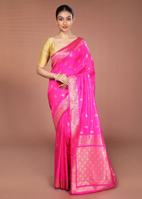 Pink Katan Silk Saree With Blouse Piece