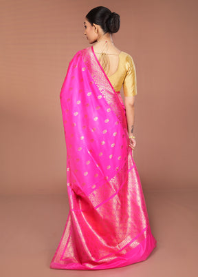 Pink Katan Silk Saree With Blouse Piece