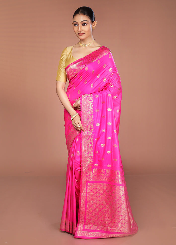 Pink Katan Silk Saree With Blouse Piece