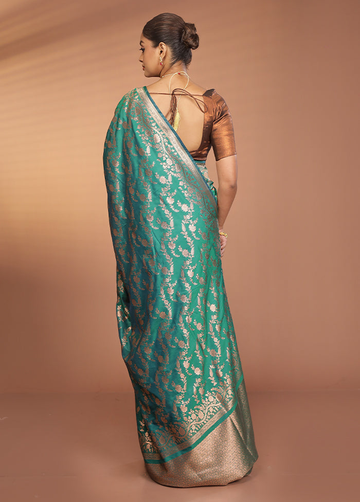 Green Banarasi Silk Saree With Blouse Piece