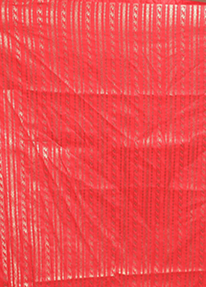 Red Banarasi Silk Saree With Blouse Piece