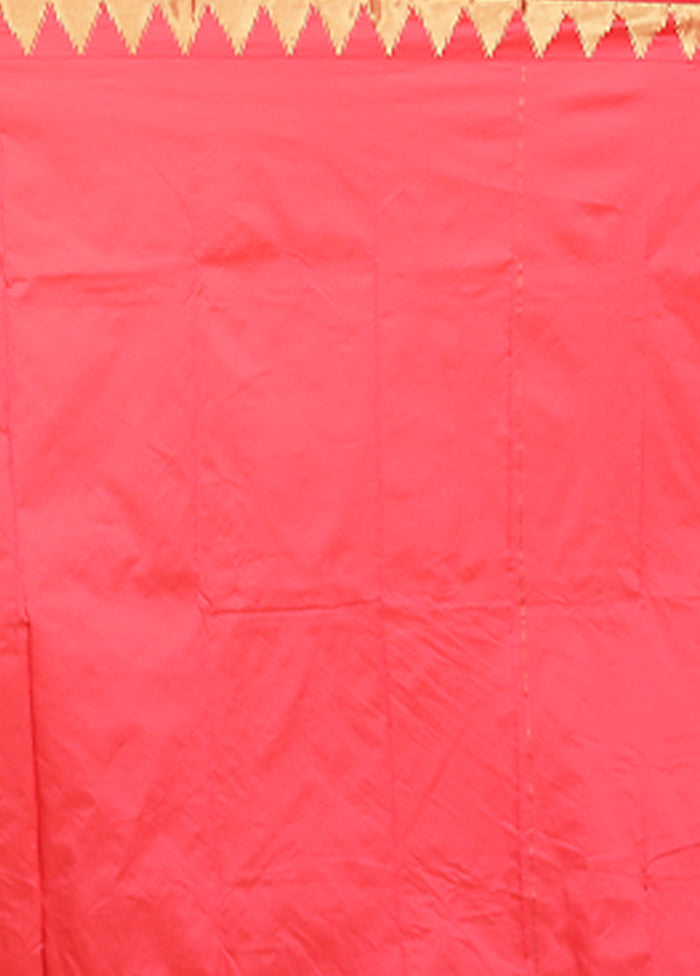 Pink Kanjivaram Silk Saree With Blouse Piece