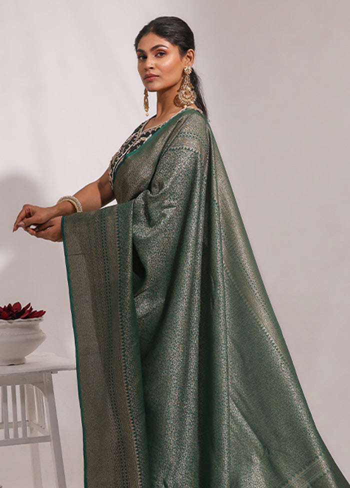 Green Georgette Saree With Blouse Piece