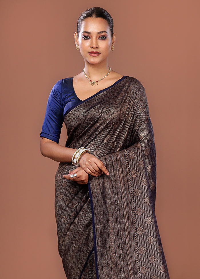 Blue Georgette Saree With Blouse Piece