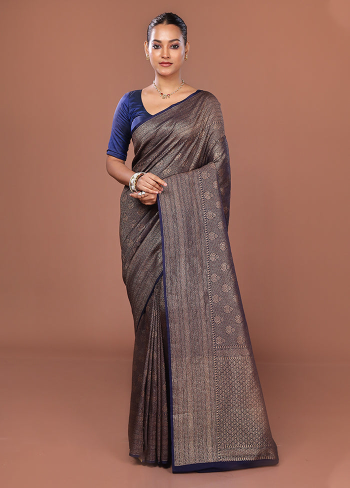 Blue Georgette Saree With Blouse Piece