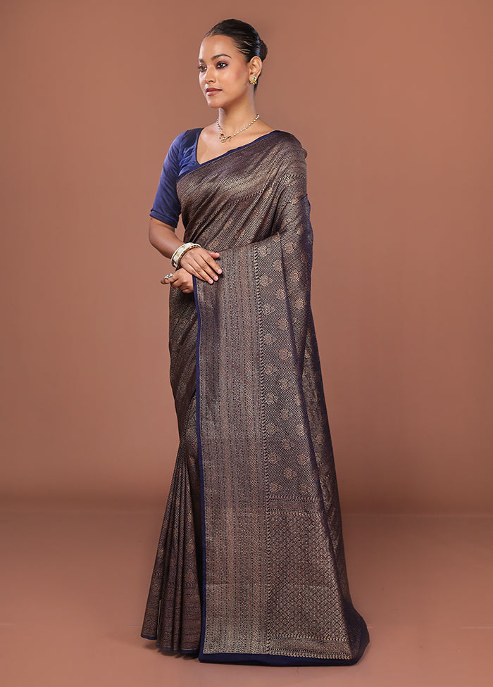 Blue Georgette Saree With Blouse Piece