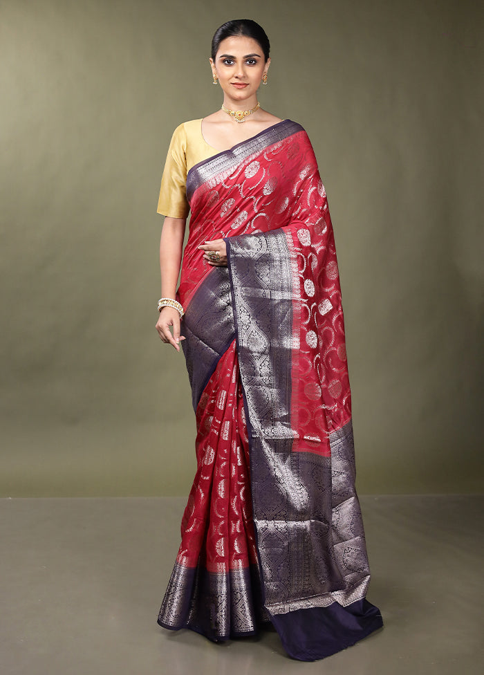 Pink Dupion Silk Saree With Blouse Piece
