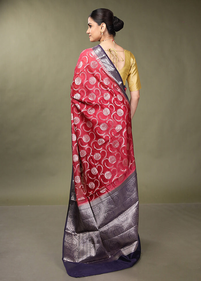 Pink Dupion Silk Saree With Blouse Piece