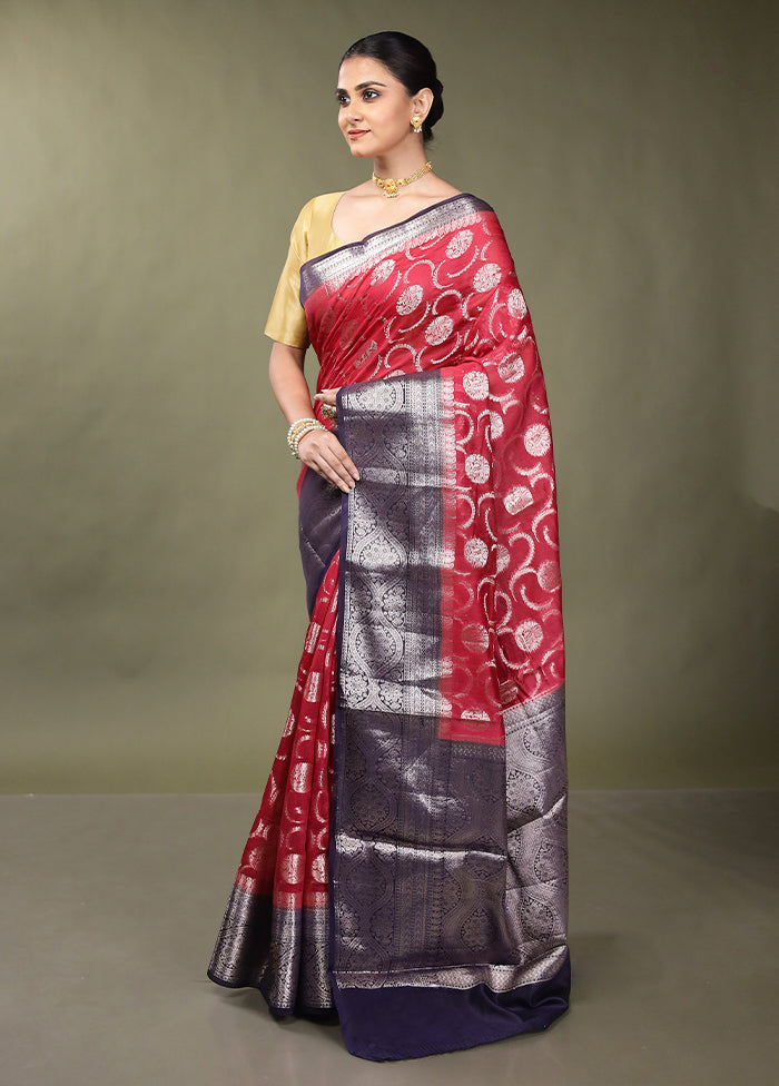 Pink Dupion Silk Saree With Blouse Piece