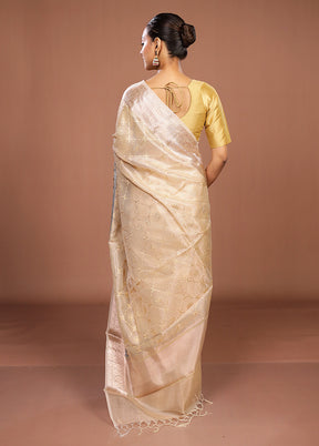 Cream Tissue Silk Saree With Blouse Piece