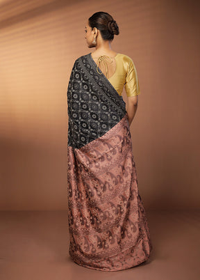 Black Dupion Silk Saree With Blouse Piece