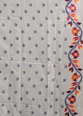Cream Cotton Saree With Blouse Piece