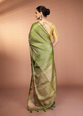 Green Tissue Silk Saree With Blouse Piece