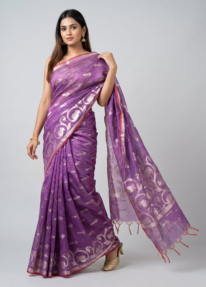 Purple Organza Saree With Blouse Piece