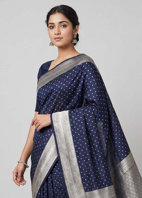 Blue Uppada Silk Saree With Blouse Piece