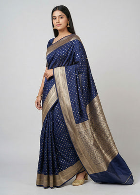 Blue Uppada Silk Saree With Blouse Piece