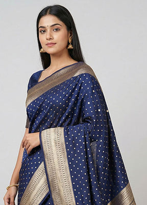 Blue Uppada Silk Saree With Blouse Piece