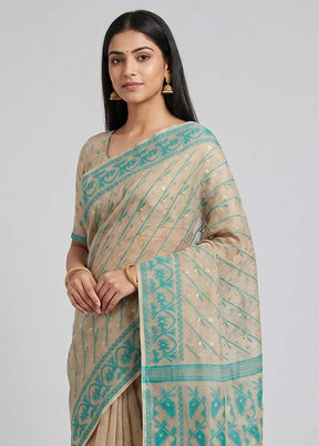 Purple Jamdani Cotton Saree Without Blouse Piece