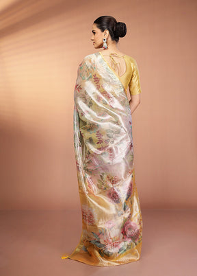 Multicolor Tissue Silk Saree With Blouse Piece