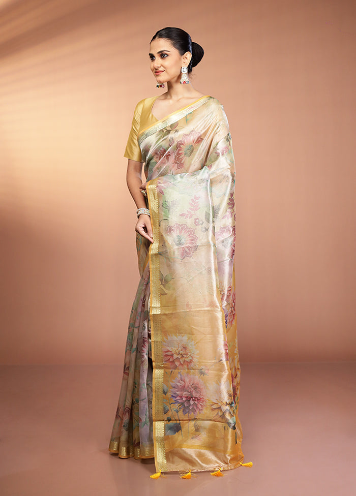 Multicolor Tissue Silk Saree With Blouse Piece
