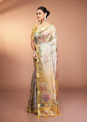 Multicolor Tissue Silk Saree With Blouse Piece