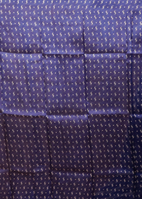 Blue Printed Pure Silk Saree Without Blouse Piece