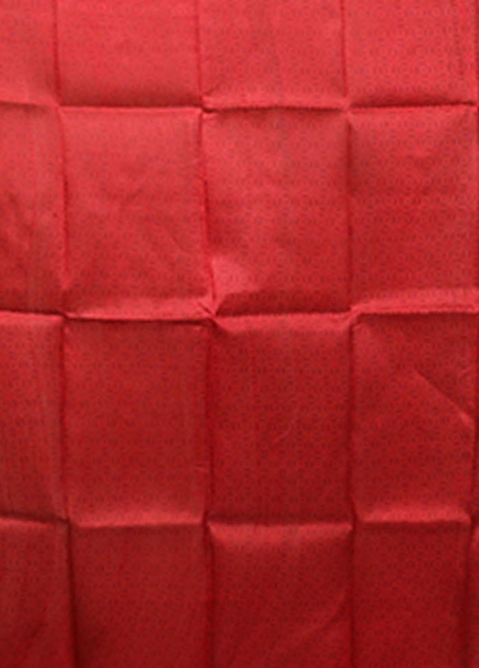 Red Printed Pure Silk Saree Without Blouse Piece