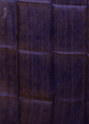 Blue Printed Silk Saree Without Blouse Piece