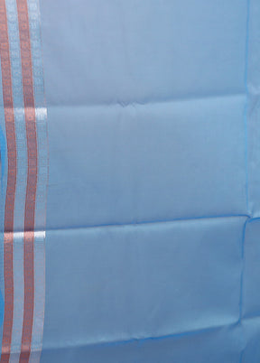 Blue Organza Saree With Blouse Piece