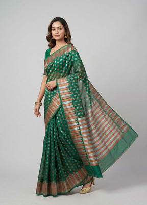 Green Organza Saree With Blouse Piece