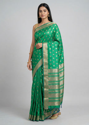 Green Kanjivaram Silk Saree With Blouse Piece