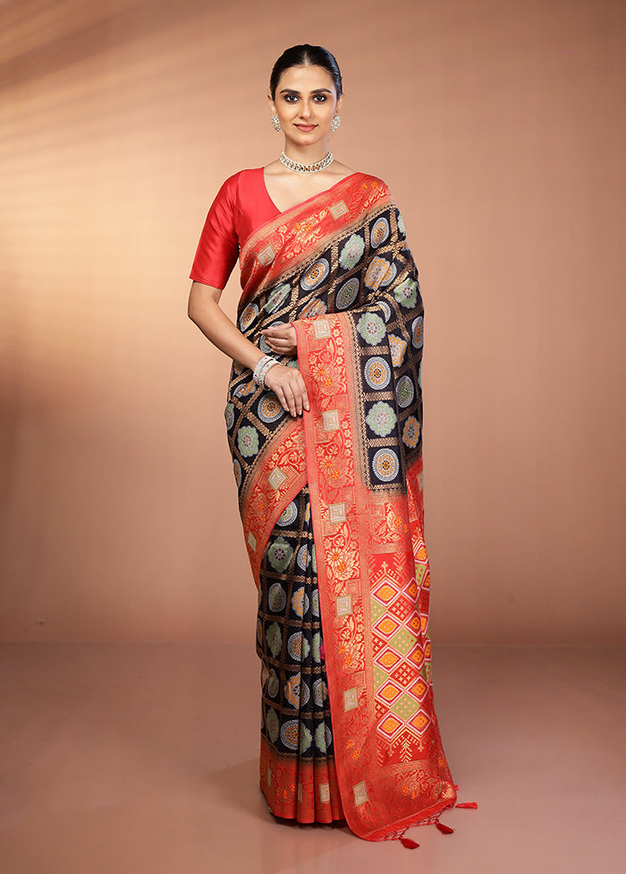 Black Dupion Silk Saree With Blouse Piece
