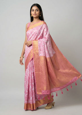 Pink Dupion Silk Saree With Blouse Piece