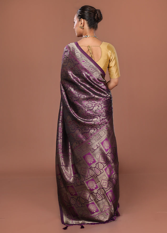 Purple Dupion Silk Saree With Blouse Piece