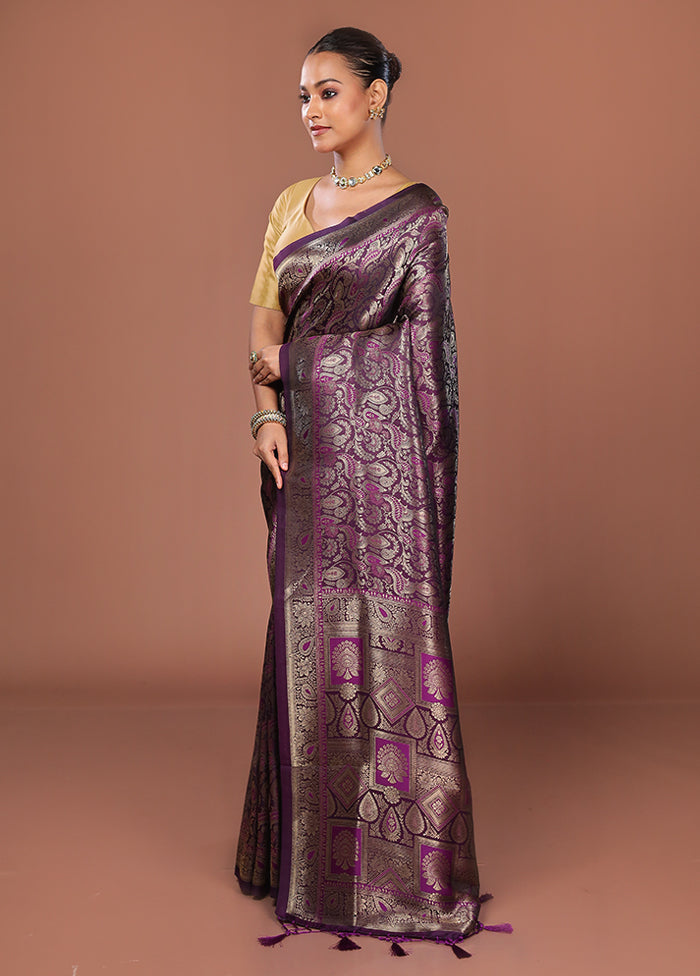 Purple Dupion Silk Saree With Blouse Piece