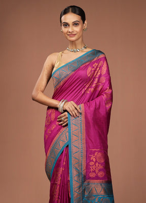 Purple Dupion Silk Saree With Blouse Piece