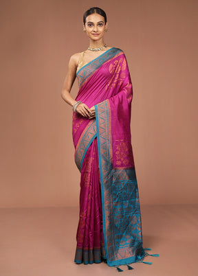 Purple Dupion Silk Saree With Blouse Piece