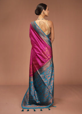 Purple Dupion Silk Saree With Blouse Piece