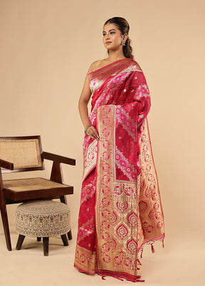 Pink Organza Saree With Blouse Piece
