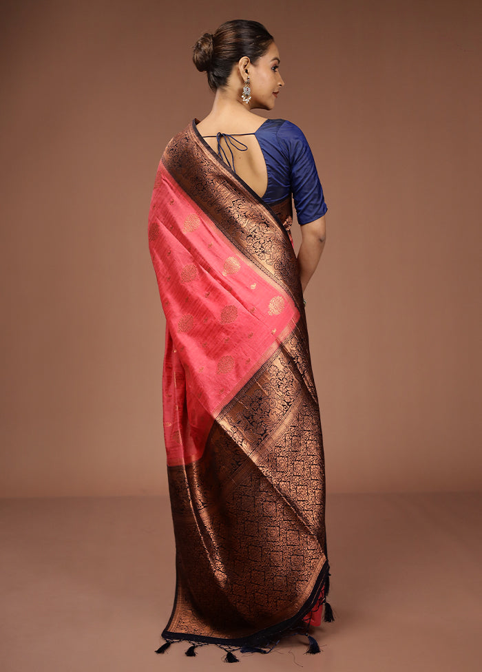 Pink Dupion Silk Saree With Blouse Piece