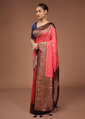 Pink Dupion Silk Saree With Blouse Piece