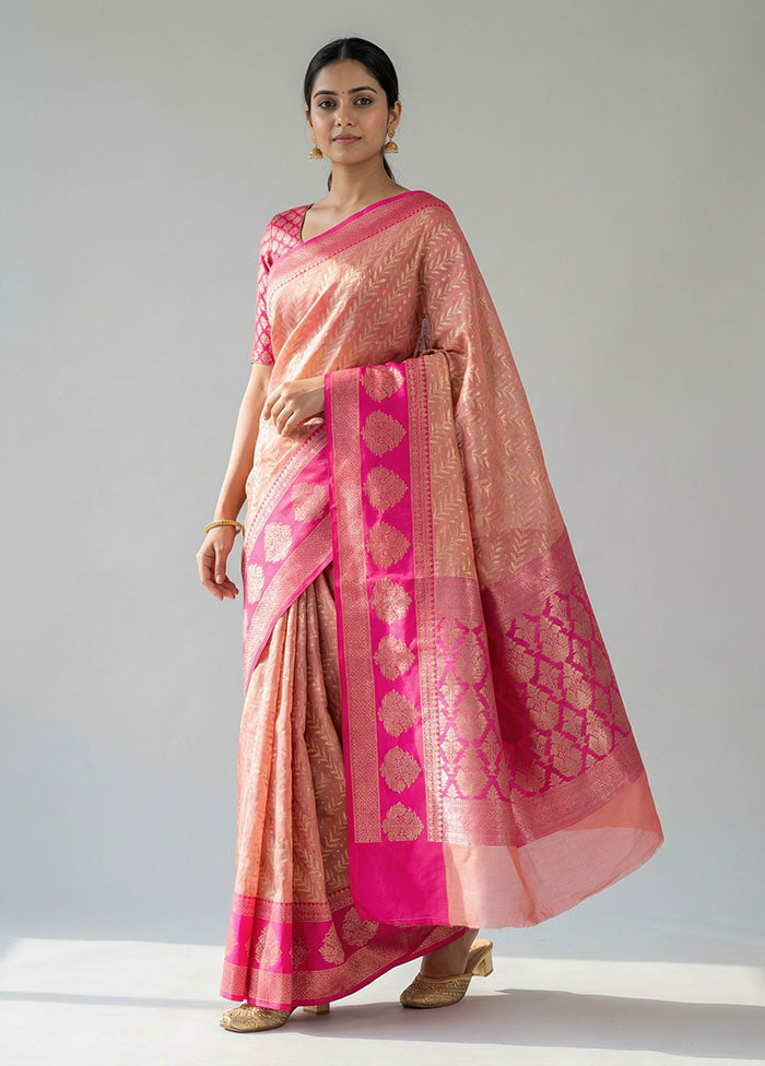 Pink Organza Saree With Blouse Piece