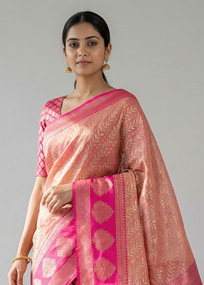 Pink Organza Saree With Blouse Piece