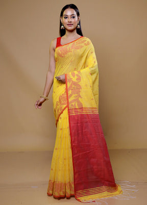Yellow Cotton Saree With Blouse Piece