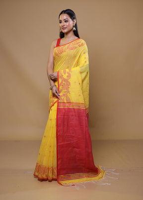 Yellow Cotton Saree With Blouse Piece